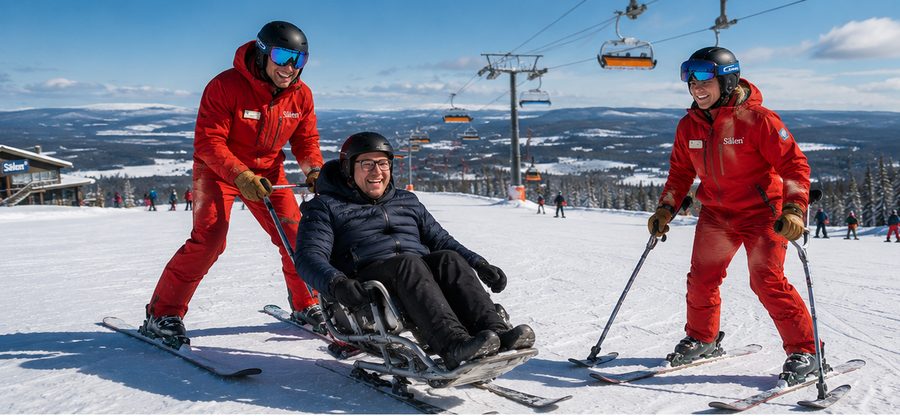 Skidåkning med sit-ski i Sälen